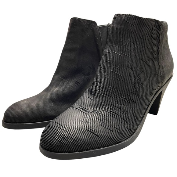 Eileen Fisher Great Bootie Boot Heel Black Intaglio Leather Women’s 10 - Picture 12 of 12
